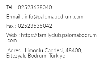 Bitez Paloma Family Club iletiim bilgileri